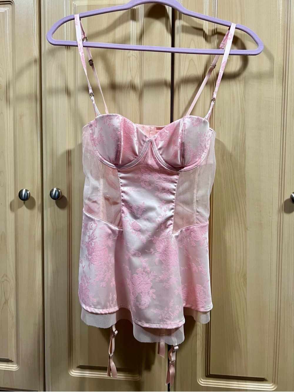 Victoria's Secret Pale Pink Satin Bustier Chemise